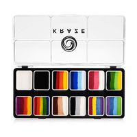 Kraze FX Splash 12 Color Split Cake Palette (6 gm) with 2 Brushes - Water Activated, Hypoallergenic, Safe, Non-Toxic Face Painting Kit for Sensitive Skin, Kids & Adults