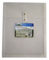 Green Oath Poly Envelope, Top-Load, Letter Size, Button String Closure, Pack of 12, Snow (50244-14273)