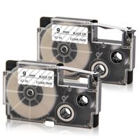 Absonic XR-9X XR-9X2S Label Tape Cartridge Compatible for Casio KL-60 KL-100 KL-120 KL-430 KL-750 KL-780 KL-820 KL-7000 KL-8100 KL-8200 EZ-Label Printer, 3/8" x 26', 9mm x 8m, Black on Clear, 2-Pack