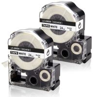Absonic Label Tape Cartridge LC-6WBN9 LK-6WBN Compatible for Epson LW-600 LW-800 LW-900P LW-1000P LabelWorks (1" x 26', 24mm x 8m, Black on White) - 2 Pack