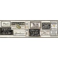 York Wallcoverings Farm To Table Border - Black |Spray with Water and Hang | Ultra Easy
