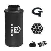 G-HYDRO 6 Inch Air Carbon Filter Upgraded Hexagonal Hole with 1200+ RC48 Activated Charcoal Prefilter Included Odor Control Scrubber for Grow Tent Indoor Plants Inline Fan Reversible Flange 515 CFM