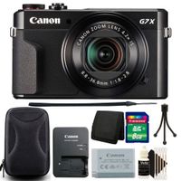 Canon G7X Mark II PowerShot 20.1MP Digital Camera (Black) + 8GB Memory Card + Wallet + Case + 3pc Cleaning Kit + Mini Tripod