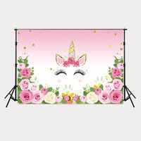 Dudaacvt 7x5ft Unicorn Brithday Backdrops Rose Pink Gold Background For Party Photography Photos Q0060705(Q008))