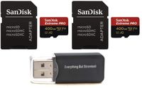 SanDisk 400GB Micro SDXC Extreme Pro Memory Card (2 Pack) Works with GoPro Hero 8 Black, Max 360 Cam U3 V30 4K A2 Class 10 (SDSDQXCZ-400G-GN6MA) Plus (1) Everything But Stromboli (TM) MicroSD Reader