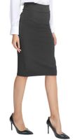 Urban CoCo Women's Elastic Waist Stretch Bodycon Midi Pencil Skirt (L, Heather Grey)