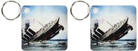 3dRose Titanic Sinking Magic Lantern Slide - Key Chains, 2.25 x 4.5 inches, set of 2 (kc_77413_1)