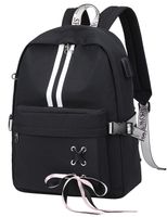 El-fmly Cute Backpack for Girl Teen Boy School Bookbag Laptop USB Charging Port Rucksack Shoulder Earphone Hole Travel Black Bag