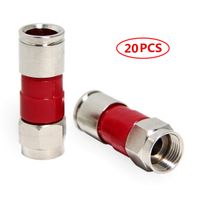 RG6 Connector, 20-Pack RFAdapter F Coaxial Crimp End Compression Fitting Weatherproof and Waterproof for Outdoor TV Coax Cable, Antenna, Satellite, Dish Network
