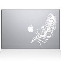 The Decal Guru Peacock Feather MacBook Decal Vinyl Sticker - 11" MacBook Air - White (1148-MAC-11A-W)