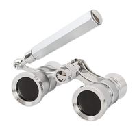 Opera Glasses Binoculars 3X25 Theater Glasses Mini Binocular Compact Lightweight with Handle for Adults Kids Women in Musical Concert (Sliver with Handle)