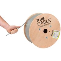 Cat6A Plenum (CMP), 1000ft, Gray, 23AWG 4 Pair Solid Bare Copper, 750MHz, ETL Listed, Unshielded Twisted Pair (UTP), Bulk Ethernet Cable, trueCABLE