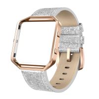 SWEES Leather Bands Compatible with Blaze Smart Watch, Genuine Leather Replacement Band with Metal Frame Small & Large for Women Men, Champagne Gold, Rose Gold, Black, Brown, White, Grey, Beige