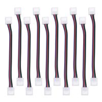 JACKYLED RGB 5050 3528 LED Light Strip Connector 4 Pins 10 mm Wide Strip to Strip Jumper 10-Pack Wire Solderless