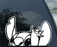 Crawford Graphix Lilo - Stitch Waving - Auto - Decal - Sticker - Window Sticker for Car, Truck, Motorcycle, Laptop, Ipad, Wall (5" White)