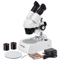AmScope SE306-PZ-LED 20X-80X LED Cordless Stereo Microscope w/Top & Bottom Light Illumination System