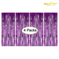 ShiDianYi Metallic Foil Fringe-Backdrops-Purple-12FTX8FT Tinsel Party/Window/Door Decorative Fringe Curtains(Pack of 4)