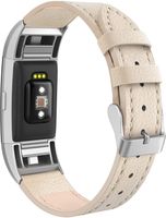 SWEES Bands Compatible for Fitbit Charge 2 Leather Small (5.6" - 7.5"), Genuine Leather Replacement Wristband Metal Connectors Women, Black, Beige, Brown, Grey, Rose Gold, Blue