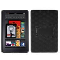 MYBAT KDLFIRECASKGM4027NP Sensual Gummy Transparent Hole Pattern Kickstand Protective Case for Kindle Fire - 1 Pack - Retail Packaging - Smoke/Solid Black