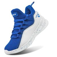WETIKE Kids Basketball Shoes Comfortable Boys Basketball Sneakers Youth Mid-top Slip-on Girls Running Shoes Lightweight Big Little Kids Shoes Size 1.5 Blue