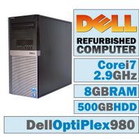 Dell OptiPlex 980 MT/Core i7-870 @ 2.93 GHz/8GB DDR3/500GB HDD/DVD-RW/WINDOWS 7 PRO 64 BIT (Renewed)