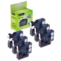 Greencycle 6 PK Black on White Label Tape Compatible for DYMO D1 45013 S0720530 12mm wide7m Length 1/2 X 23'