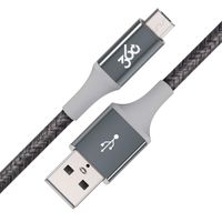 360 Electrical 360653-CH Habitat 8ft Premium Braided Charging Cable with Micro USB Connector - Authentic Collection-Charcoal