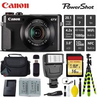 Canon PowerShot G7 X Mark II Point and Shoot Digital Camera + Extra Battery + Digital Flash + Camera Case + 16GB Class 10 Memory Card - International Version