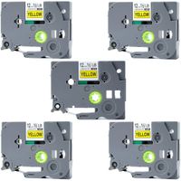 Replace Brother PTouch Labels Tape TZe631 TZ631,1/2 Inch(12mm) W x 26.2 Feet(8m) L,Black on Yellow,Compatible for Brother Label Maker PTD210 PTH100 PTD400AD PTP700 PTD600 PT1230PC, 5 Pack