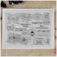 Kwan Crafts Birthday Wishes Happy Anniversary OWL Many Thanks Butterfly Clear Stamps for Card Making Decoration and DIY Scrapbooking