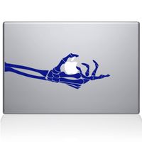 The Decal Guru Skeleton Hand Grabs MacBook Decal Vinyl Sticker - 15" MacBook Pro (2015 & Older) - Dark Blue (0221-MAC-15P-DB)