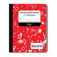 iScholar Grade 2 Primary Composition Book, 7.5 x 9.75 Inches, 80 Sheets, Skip Line Ruling, Red Marble (10029)