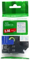 LM Tapes - Premium 1/2" Blue Print on White Label Compatible with P-Touch TZe-233 Tape TZ-233 and Comes with a Great Tape Color/Size Guide for Easy reordering.