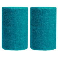 BBOLIVE 4' Inch Wrist Sweatband in 17 Different Neon Colors - Athletic Cotton Terry Cloth - Great for All Outdoor Activity(1 Pair) (Lake Blue)