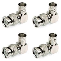 CESS BNC Male Right Angle to Female BNC Cable Adapter Connector (LW) (4 Pack)