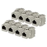 uxcell 8 Pack, 180 Degree Cat 6A RJ45 Ethernet Cable Keystone Jacks Metal Shielded in Silver