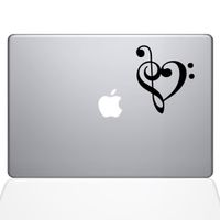 The Decal Guru 1947-MAC-13A-BLA Music Heart Decal Vinyl Sticker, 13" MacBook Air, Black