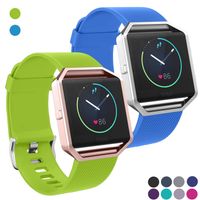 SKYLET Compatible with Fitbit Blaze Bands, 2 Pack Soft Replacement Sport Wristband with Stainless Steel Frame Compatible with Fitbit Blaze Bracelet (No Tracker)