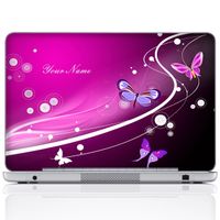 Meffort Inc Personalized Laptop Notebook Notebook Skin Sticker Cover Art Decal, Customize Your Name (13 Inch, Pink Red Butterflies)