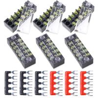Hilitchi 12pcs 600V 15A 5 Position Double Row Screw Terminal Strip and 400V 10A 12 Postions Red/Black Pre Insulated Terminal Barrier Strip