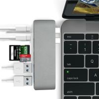 Homate  Aluminum USB-C Hub Adapter with 40Gbs Thunderbolt 3, Pass-Through Charging, SD/Micro Card Reader Slot and 2 USB 3.0 Ports for Macbook Pro 13" and 15"-(Space Gray)
