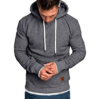 Simayixx Men Hoodies Pullover, Men's Fashion Workout Sweatshirts Plus Size Adjustable Hood Solid Sweater Tops Outerwear Dark Gray