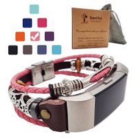 Smatiful Charge 2 Cute Bands with Box Sets for Youth Ladies, Adjustable Accessory Band Ring with Metal Connector for Fitbit Charge 2 Heart Rate Monitor, Rose Gray Pink
