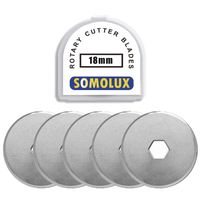 SOMOLUX 18mm Rotary Cutter Refill Blades 5 Pcs for OLFA Rotary Circle Cutter, Fiskars, Clover Replace Blades for Crafts Quilting Scrapbooking Sewing 5Pcs Pack