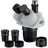 AmScope SW24TX Trinocular Stereo Microscope Head, WH10x Eyepieces, 10X/20X/40X Magnification, 2X/4X Objective, Includes 0.5x Barlow Lens