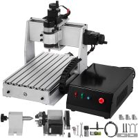 VEVOR CNC Router 3020 4 Axis CNC Router Machine 300x200mm CNC Router Kit 200W MACH3 Control Large 3D Engraving Machine CNC Router Kit with USB(3020 4 Axis with USB)