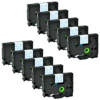 GREENCYCLE 10 Pack Compatible for Brother 1/2" 12mm 10ft 3m Navy Blue on White Iron on Fabric TZe P-Touch Tape PT-1890 PT1890 Label Maker