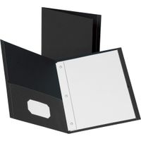 Business Source Storage Pockets Fastener Folders, Black