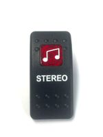 Southern Marine Euro Rocker Switch Cover with Text. Black with Red Lens. Contura II. Fits Carling, Cole Hersee, Blue seas (Stereo)