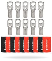 InstallGear 4 Gauge AWG Tinned Pure Copper Lugs Ring Terminals Connectors with Heat Shrink - 10-Pack